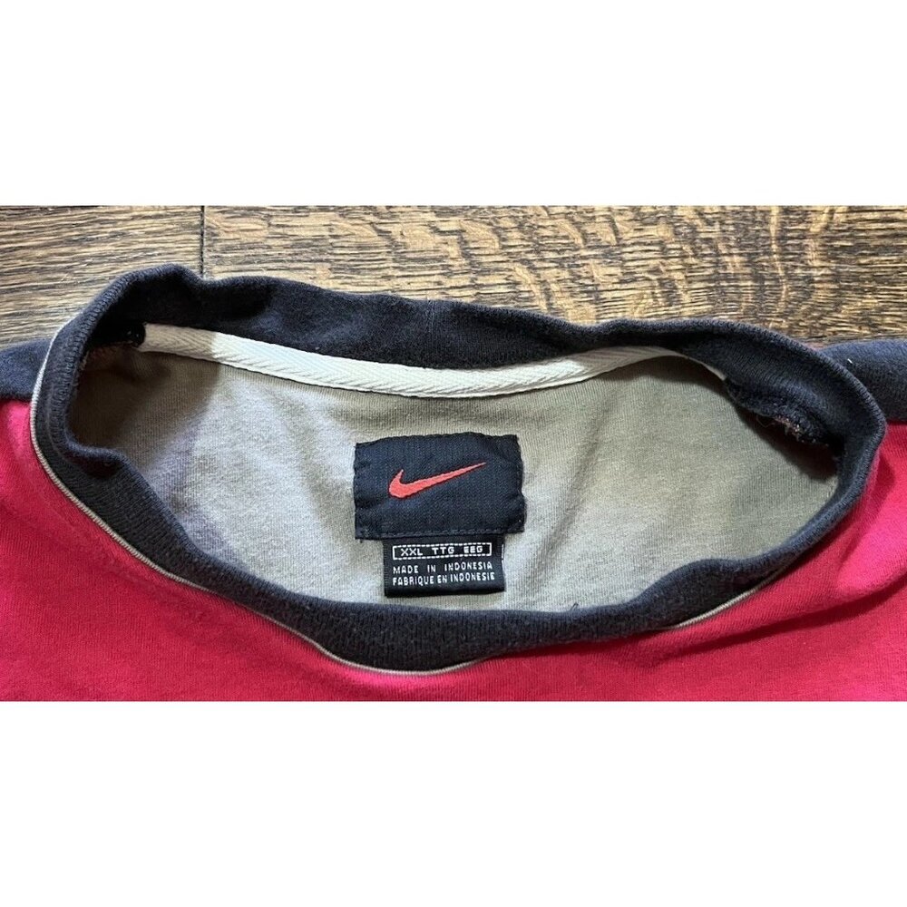 Vintage Nike 90s Red Cotton T-Shirt Men’s XXL Swoosh Logo Black Gray Trim Y2K - Picture 6 of 15